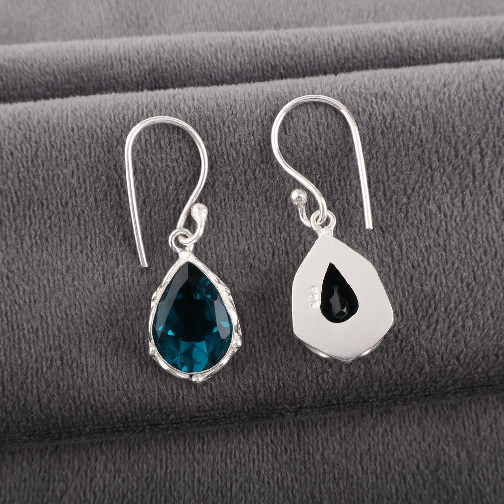 Апатит Ювелирные изделия из серебра ручной работы, Серьги из стерлингового серебра 925 пробы, Красивые ювелирные изделия с драгоценными камнями ручной работы, Серьги с апатитом для нее
