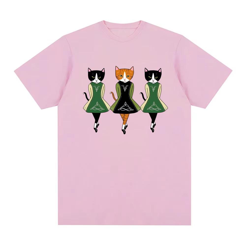 Irish Step Dancing Cats TShirt High Quality Round Neck Comfortable Tees Summer Casual Clothes Fashion pure Cotton Oneck Tops