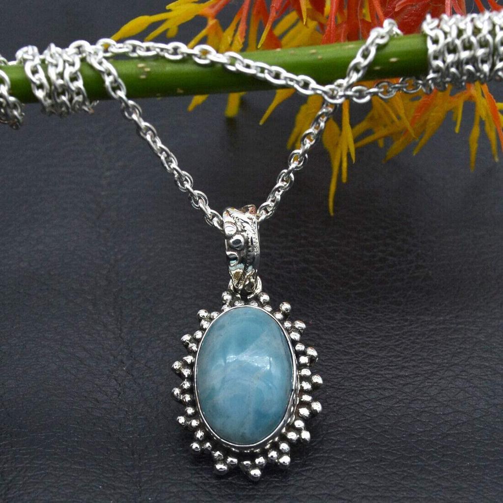 Ожерелье из натурального ларимара, ожерелье из стерлингового серебра 925 пробы, длинное серебряное ожерелье с длинной цепочкой для женщин и девочек