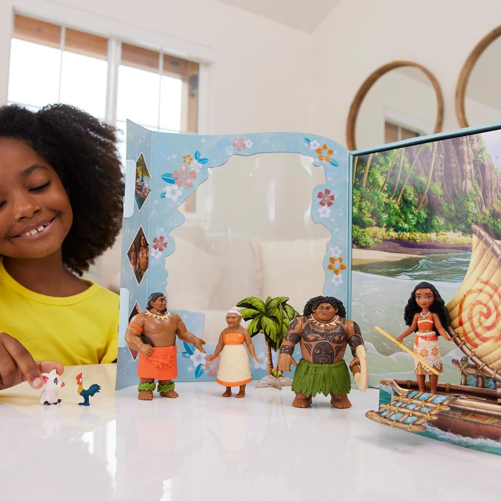Mattel Disney Princess Moana Story Book Set 4 Mini Dolls с Mini Figures Dress Up Play для детей от 3 лет и старше Multi HLW90 Doll/Double Play/Pretend