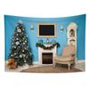 Merry Christmas Santa Claus Fireplace Christmas Gift Print Home Living Room Bedroom Wall Decoration Tapestry