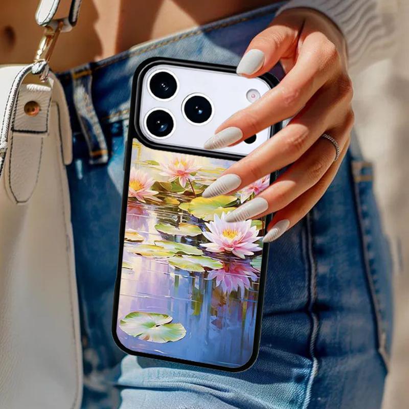 Летний чехол для телефона с лотосом для iPhone 17 Air 14 15 13 12 Max Чехол для Apple 16e 11 Pro Max Plus Coque