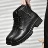 Ботинки для мужчин, модная кожаная обувь, роскошные брендовые ботильоны из натуральной кожи, деловые ботинки, шнурованные мужские туфли на толстой подошве, высокого класса