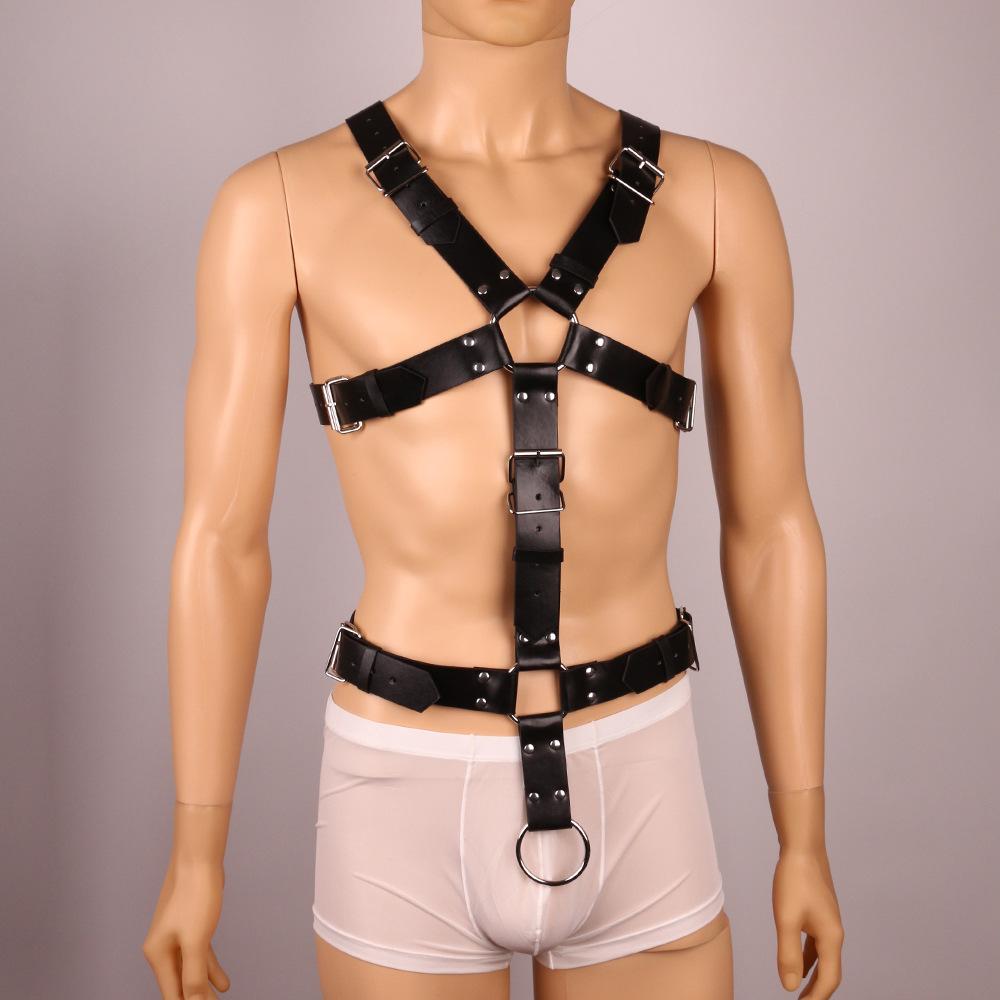 Men'S Leather Shoulder Straps Bundled Chest Straps Nightclub Props Alternative Sex Straps Straps