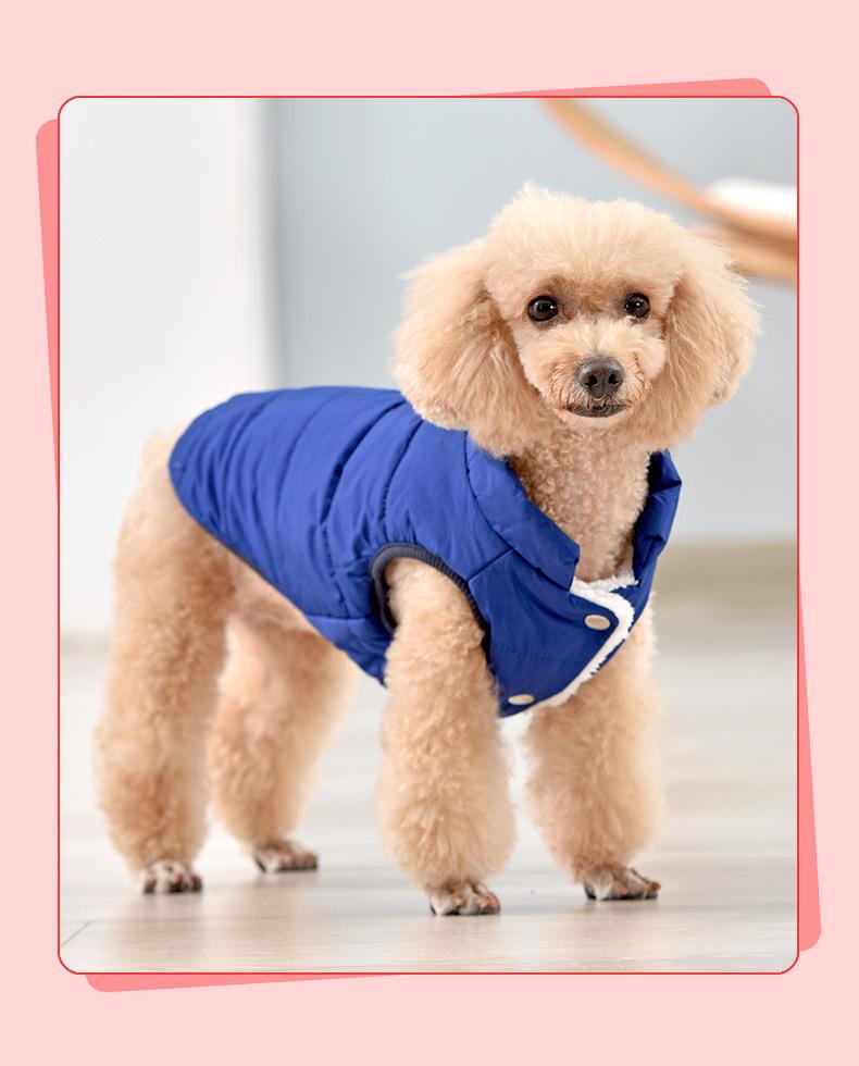 Теплый водонепроницаемый хлопковый жилет для маленьких и средних собак - Меховая подкладка, одежда для питомцев на осень и зиму