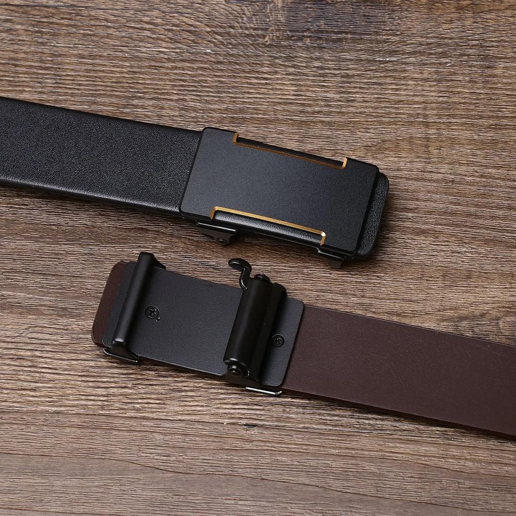 3.5CM Pure Cowhide High Quality Genuine Leather Belts for Men Strap Male Automatic Buckle Business Suit Trouser Belt Luxury