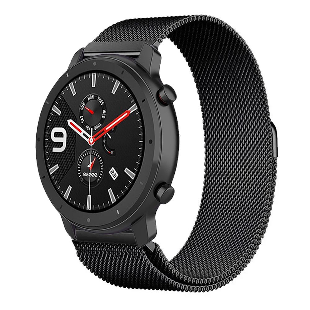 20 мм 22 мм Магнитный миланский ремешок для Amazfit Active 2/GTS 4 3 mini/GTR 47 мм Металлический браслет для Amazfit Balance 2 1/Bip 6 Ремень