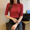 Женский корейский облегающий трикотажный пуловер с рукавом до середины предплечья, весна/осень 2024
