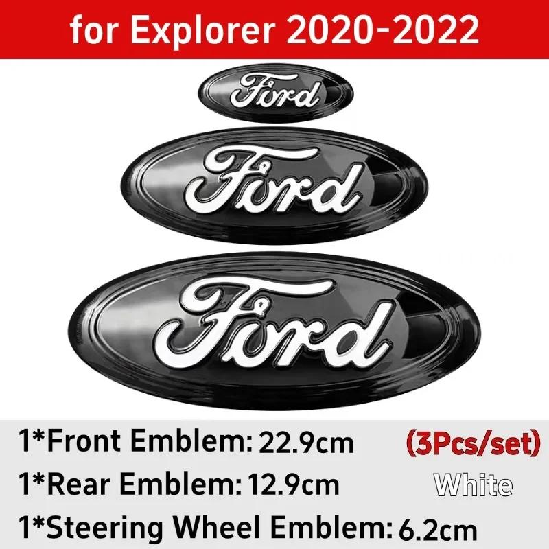 Автомобильная наклейка Ford 3 шт. Значок на переднюю и заднюю крышку автомобиля, наклейка на руль для Ford Kuga Mondeo Explorer Escape ST Focus Edge Tauru