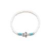 Personalized Turtle Pendant Anklet with White and Blue Resin Beads