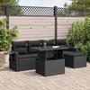 VidaXL Garden Lounge Set 6 Pcs with Cushions Black Wicker 3326456