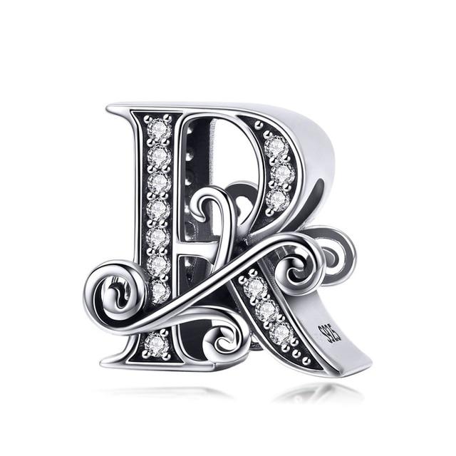 New 925 Sterling Silver 26 A -Z Floral Charm Beads Charm Bracelet Diy Women 'S Jewelry Accessory