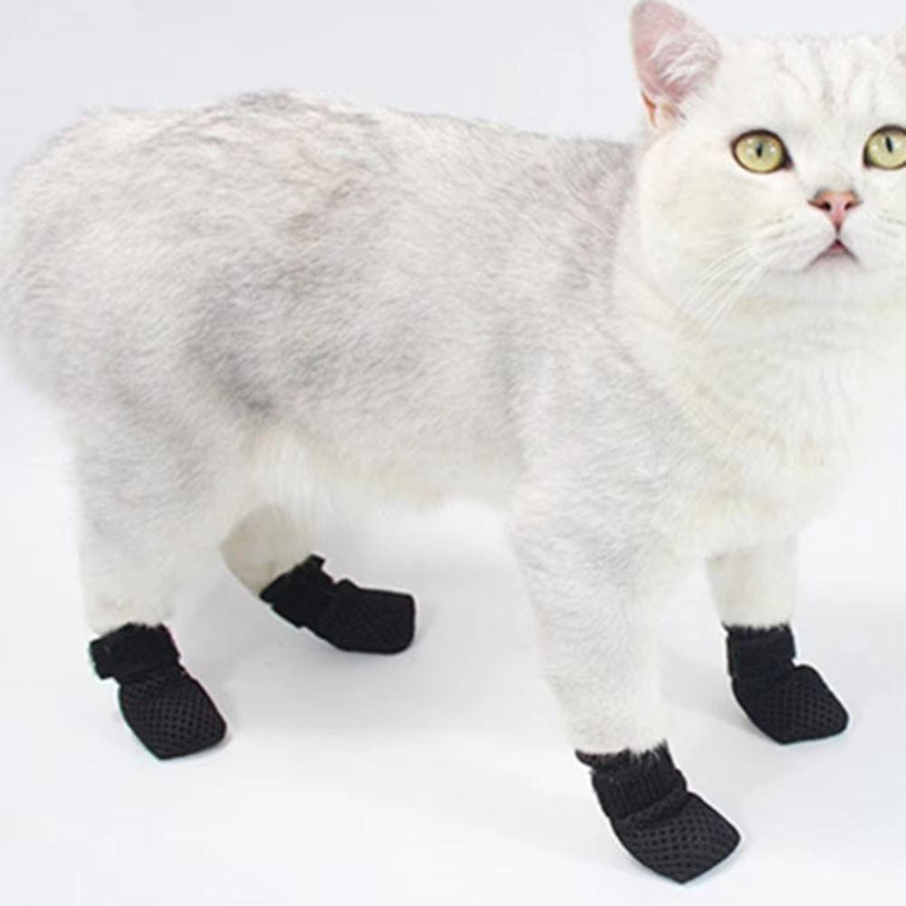 4Pcs/set New Anti-Scratch Pet Claw Cap Breathable Non-Slip Cat Socks Recovery Feet Protector Pet Supplies Mesh Pet Feet Cover