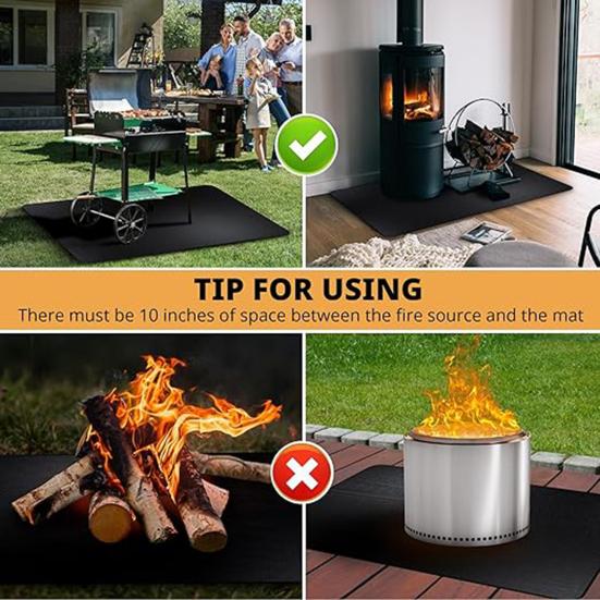 Outdoor Tabletop Grill Fireproof Mat Waterproof Heat-Resistant BBQ Barbecue Mat Flame-Retardant Pad Camping Supplies