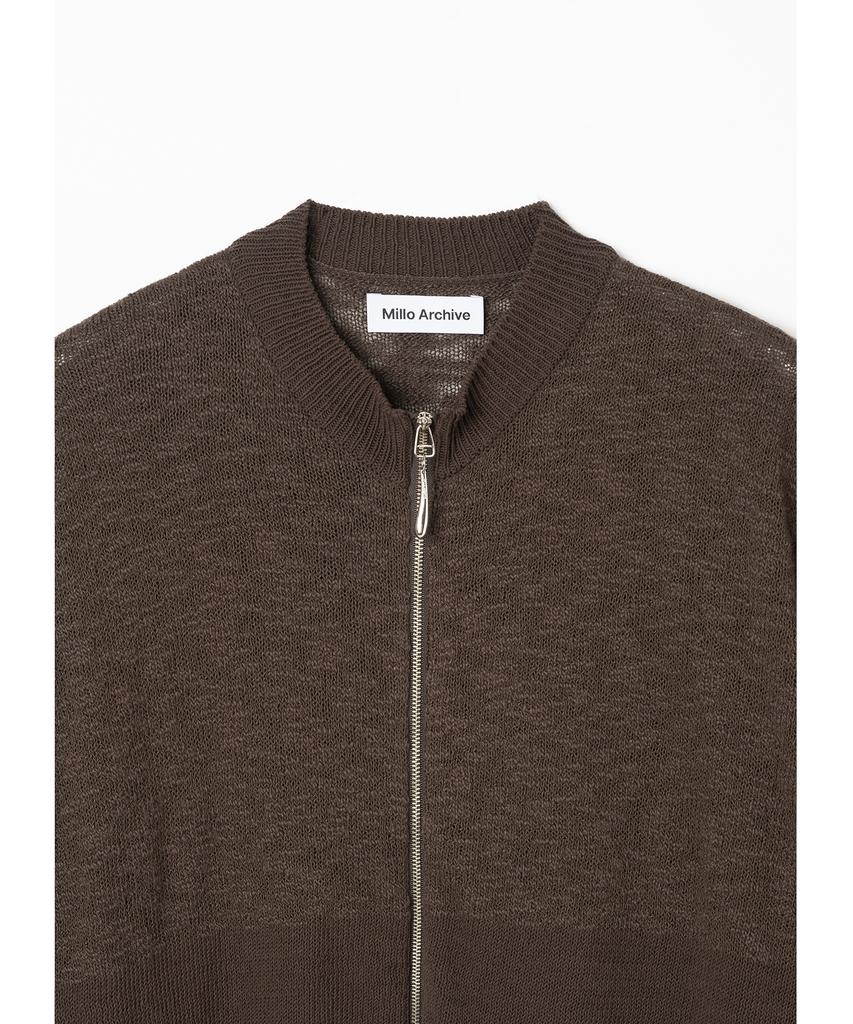 MILLO ARCHIVE Claire Knit Crewneck Zip-Up [Brown]