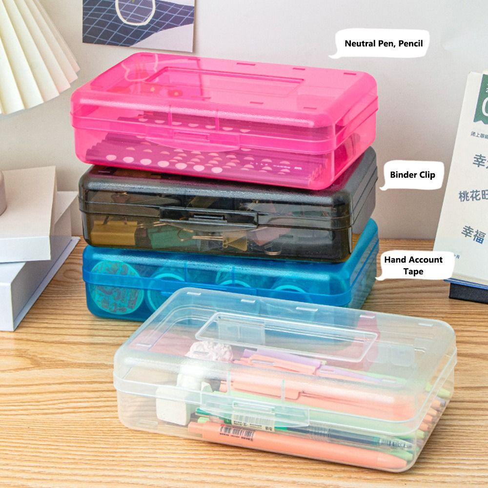 Transparent Pencil Case Large Capacity Marke Pen Organizer Durable Pen Box  School Office