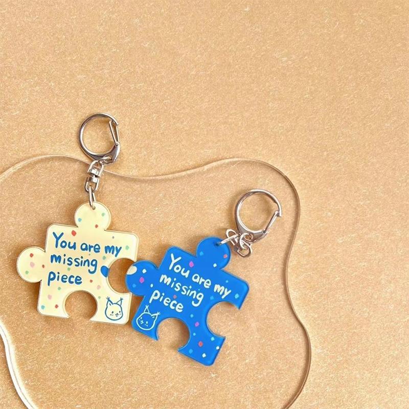 Diy Creative You Are My Missing Piece Alphabet Puzzle Keychain For Couples Alloy Key Ring Jewelry Gift
