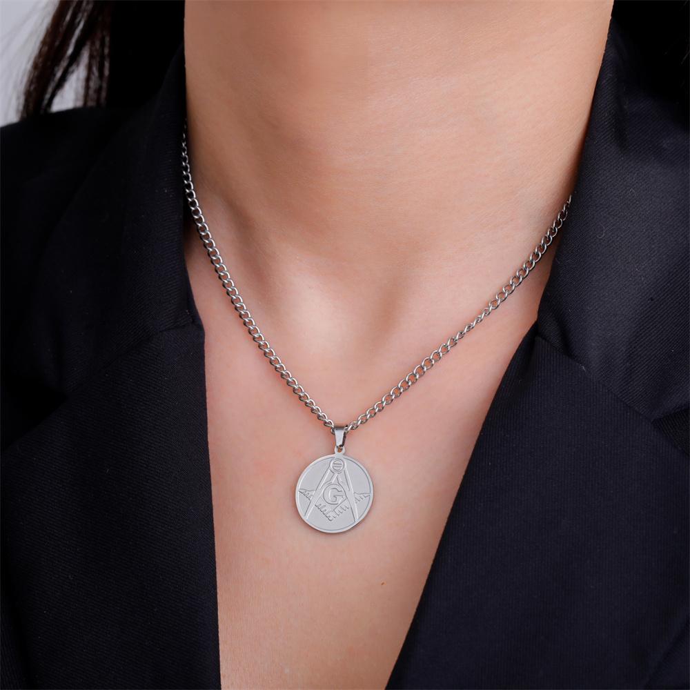  Vintage Masonic Pendant Necklace for Men Stainless Steel Freemason Energy Necklaces Gothic Religious Amulet Jewelry Gift