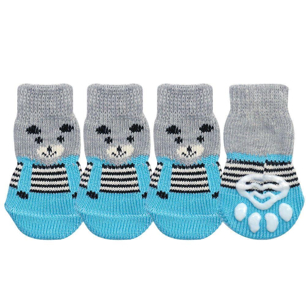 4Pcs/set New Pet Supplies Candy Color Anti-Slip Knitted Socks Puppy Boots Dog Shoes