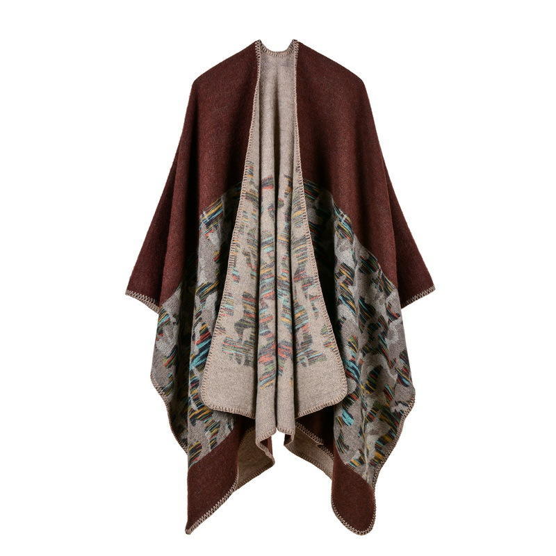 Women's New Rhombus-shaped Color Bar Shawl, High-end Women's Double-sided Wear, and Travel Capes Are On Sale.