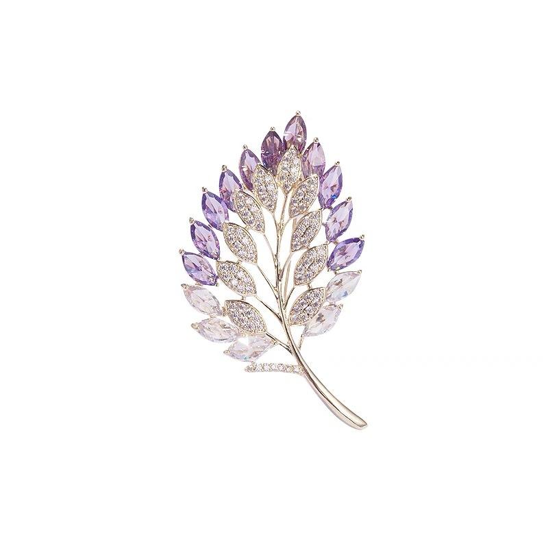 Exquisite Gradient Hollow Leaves Brooch For Women Temperament Plant Pins Party Bouquet Corsage Jewelry