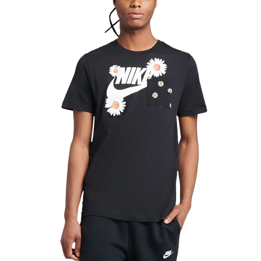 Nike Daisy Logo Printed Crew Neck Short Sleeve T-Shirt Men Tops Black DM6429-010