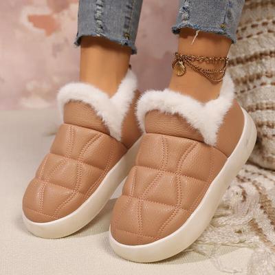 Повседневная декоративная строчка Пушистые зимние ботинки Женские 2025 Зимние Удобные Круглый носок Толстая подошва Ботинки Теплые Полусапожки из короткого плюша