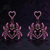 Niche Dark Style Earrings 1 Pair Halloween Theme Acrylic for Women, Gothic Pink Spider Cool Girl Fashion Jewelry Dangle Drop Earrings, Spooky Holiday
