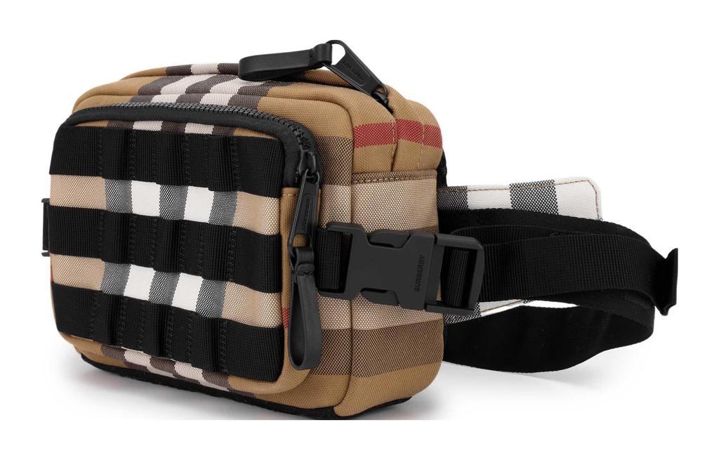 Burberry Клетчатая сумка-мессенджер из полиэстера в стиле колор-блок женская коричневая
