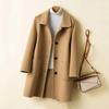 Women Fall Winter Coat Loose Solid Color Thick Cold Resistant Single-breasted Lapel Mid Length Long Sleeve Pockets Coat Sential