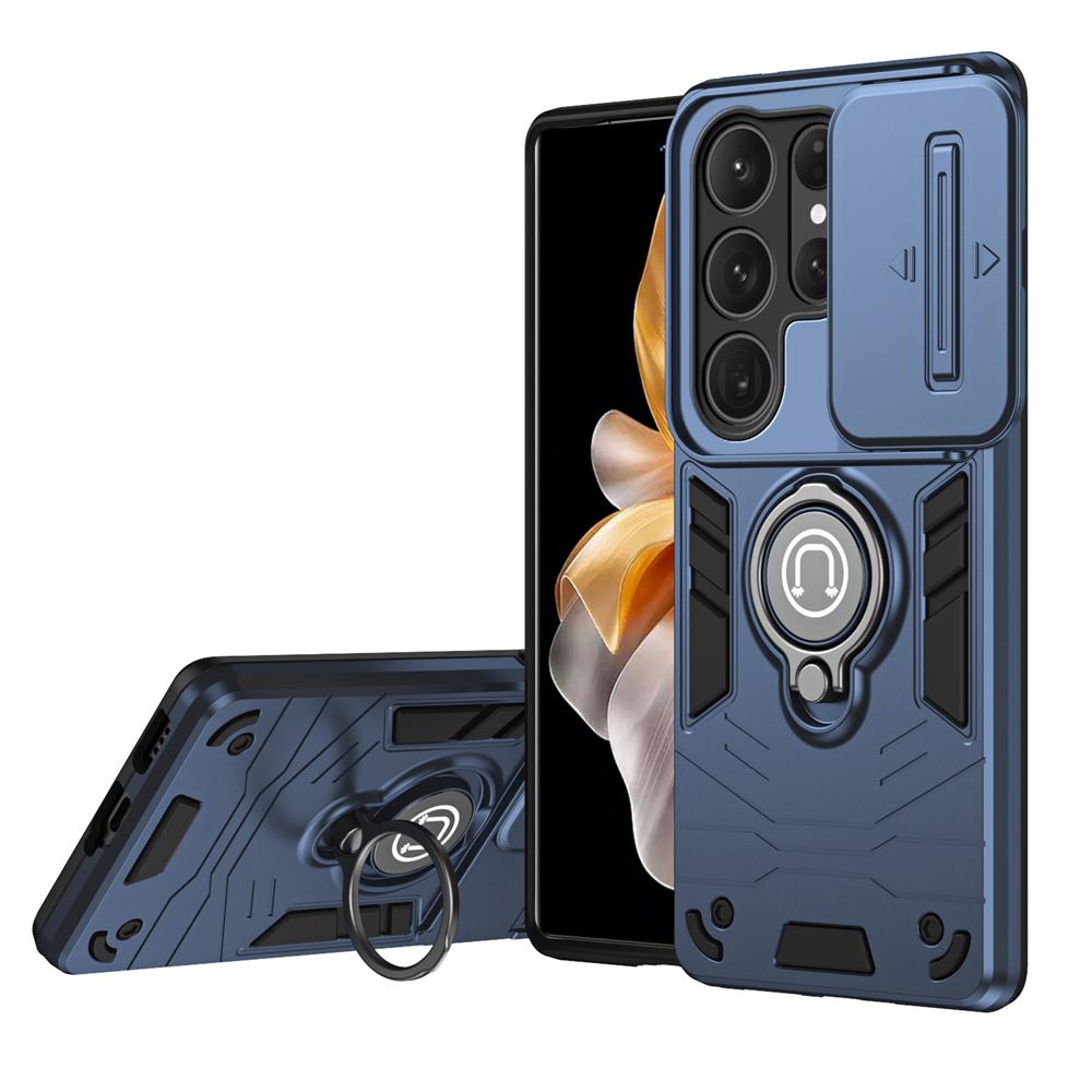 KEYSION Противоударный защитный чехол для Samsung S25 Ultra 5G Slide Camera Защитное кольцо-подставка для телефона Чехол для Galaxy S25+ S25 Ultra