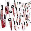 1pc PVC Halloween Knife Bloody Garland Banner Happy Halloween Pull Flag for Halloween Theme Party Decorations Haunted House Supplies