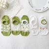 6 Pairs Women's Floral Mesh No-Show Socks Y2K Kawaii Lace Trim Breathable Ankle Socks With Harajuku Style Green Cute Boat Socks