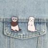 Cute Sable Ferret Enamel Pins Adorable Cartoon Standing Animal Brooches Lapel Badge Jewelry Gift for Kids Friends