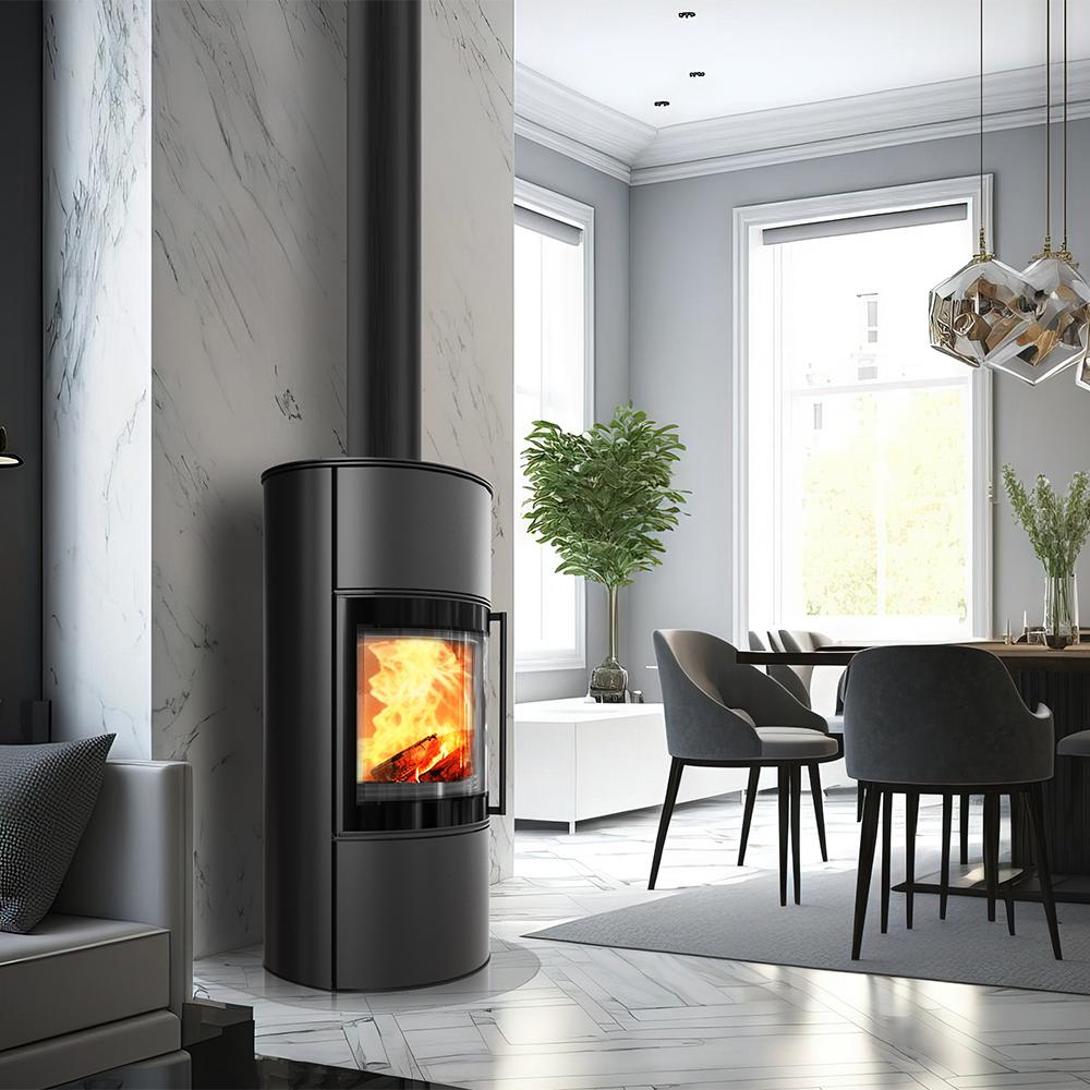 Дровяная стальная печь KRATKI BJORN High 10 кВт Ø 150 черная thermotec