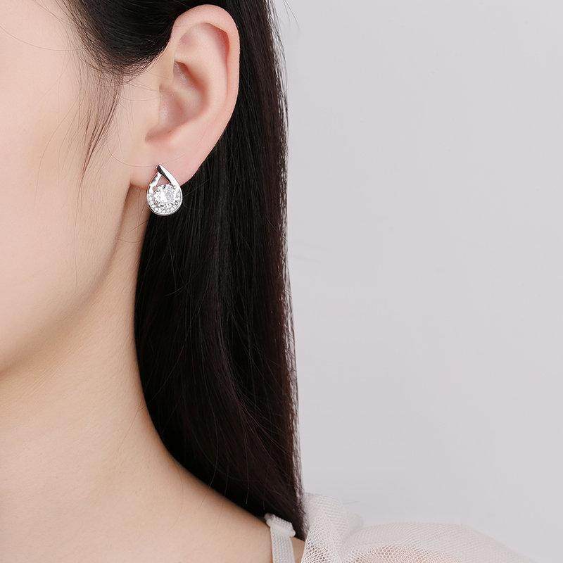 925 Sterling Silver Earrings For Women Round Zircon Earrings Sparkling Party Wedding Jewelry Gift Accessories