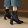 Womens Square Toe Chunky Heel Ankle Boots Slim Fit Fall Winter