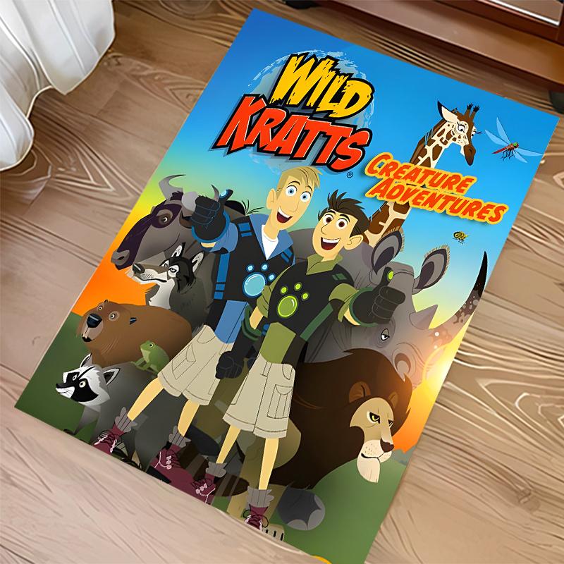 1pc Wild Kratts Print Area Rug - Soft,Washable Non-Slip Indoor Mat for Office Chairs,Living Room,Home Office Decorative Rug