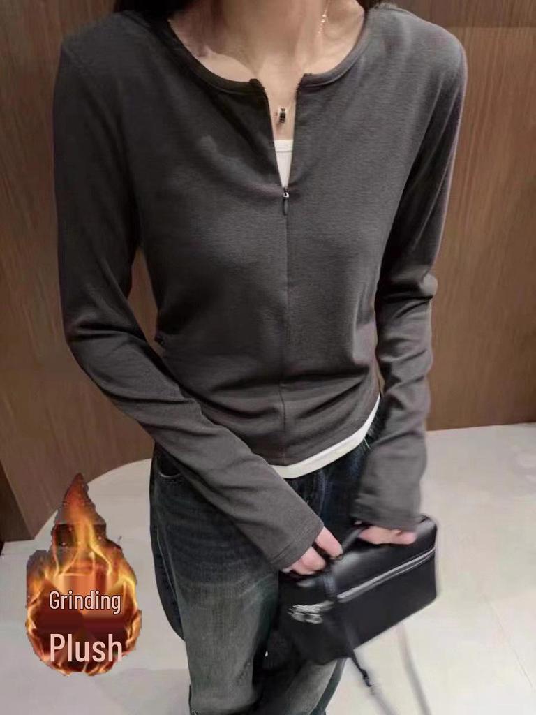 Новая женская футболка с длинным рукавом, имитирующая двойку, для осени и зимы