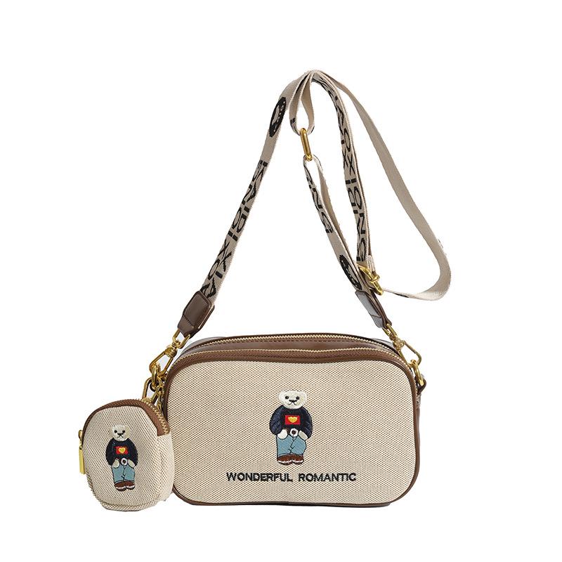 Katie Bear 2025 Autumn Fashion Canvas Crossbody Bag - Stylish & Trendy Women's Accessory