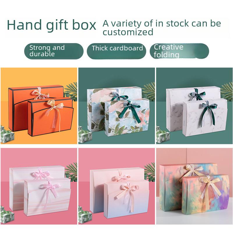 Custom Pearlescent Bow Ribbon Gift Box for Silk Scarves, Pajamas, and Shirts