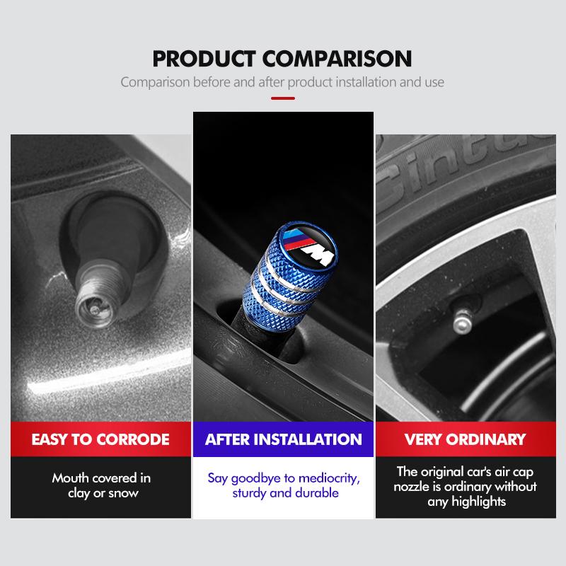 For BMW 4pcs Aluminum Car Wheel Tire Hub Air Valve Cap Dustproof Cover X1 X2 X3 X4 X5 X6 X7 G20 G30 6GT E46 E90 E60 F10 E39 RXDMV1