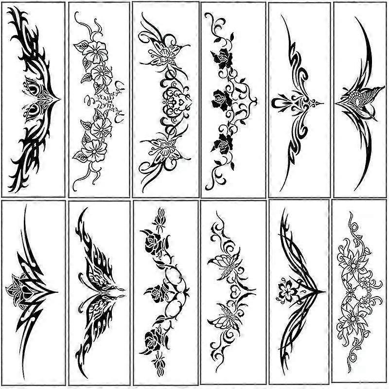 EVAGO 18 Sheets Flower Temporary Tattoos For Women Arm Neck, Jellyfish Sunflower Moon Rose Fake Tattoos For Adults Girl, Realistic Snake Tatoo Sticker