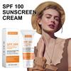 Ouhoe Солнцезащитный крем для тела и лица SPF 100 Защита от UVA UVB Блокатор Нежирный Ежедневная защита для летнего использования на улице на пляже 50 г