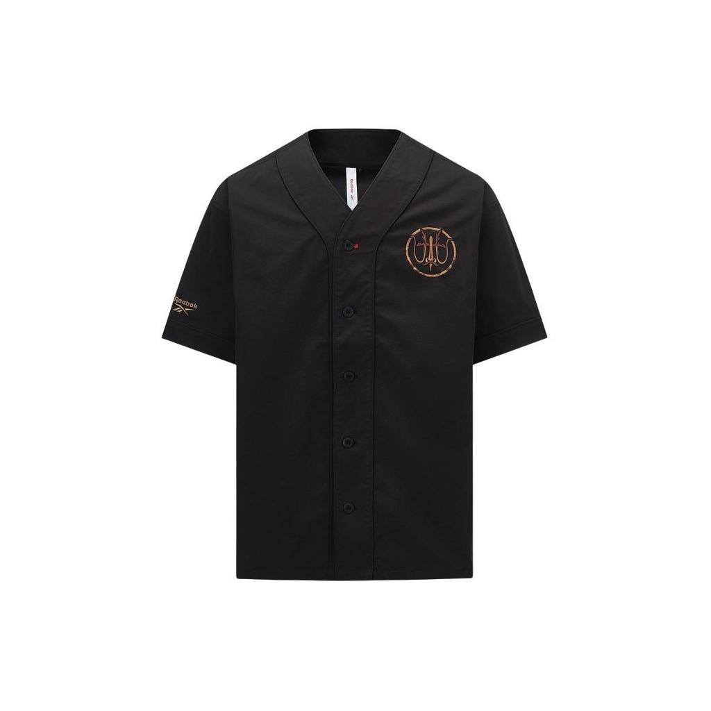 Reebok Футболка бейсбольная унисекс с вышитым логотипом серии Cny, водонепроницаемая, свободная, с коротким рукавом, черная 24SRC109UGH0