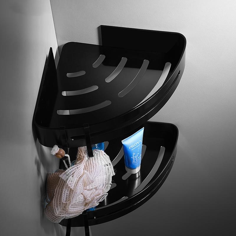 Space Aluminum Bathroom Shelve White Bathroom Accessorie Shower Corner Shelf Shampoo Storage Rack Bathroom Basket Holder A08-625