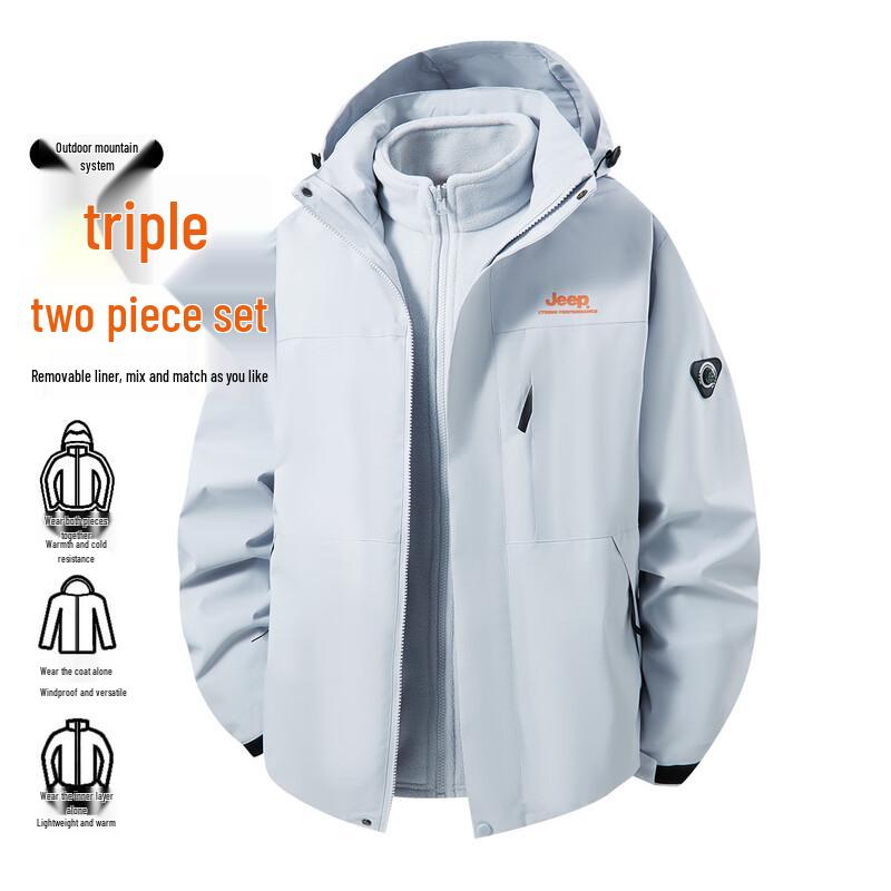 Jeep Съемная куртка с капюшоном для улицы 3-в-1 с флисовой подкладкой