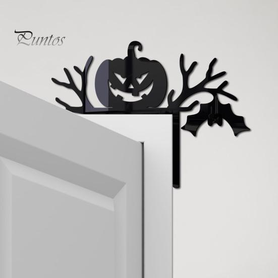 Украшение на дверь на Хэллоуин, черная тыква, летучая мышь, декор из сухостоя, акриловый дверной угол, праздничный домашний декор для вечеринки, дверной выключатель, оконный выключатель