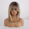 Синтетические парики средней длины, прямые, многослойные, с омбре, темно-коричневые, светлые, серые, пепельные, полный парик с челкой для женщин
