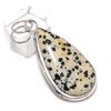 Dalmation Jasper Gemstone Handmade 925 Sterling Silver Pendant 2.13" t5F55
